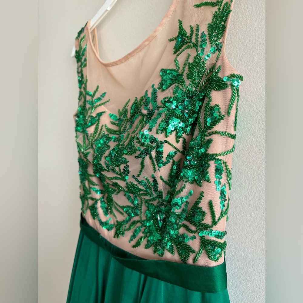 Sherry Hill emerald green evening maxi dress size US 2 Petite - Picture 5 of 16